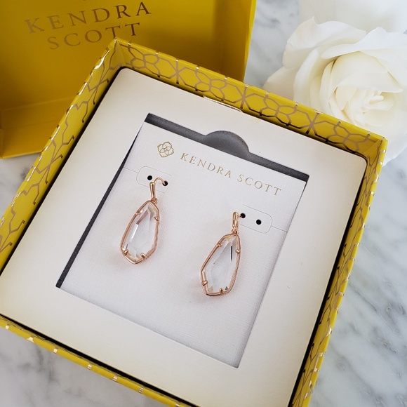 Kendra Scott Jewelry - Kendra Scott Camelia Earrings Clear Rose Gold NWT